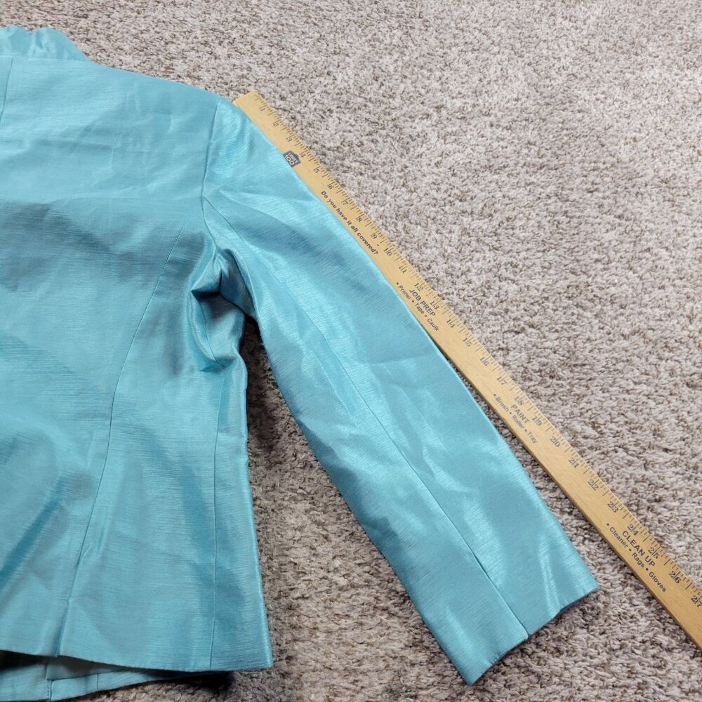 Le Suit Essentials Jacket Blazer Womens 14 Teal Blue Poly Rayon - Picture 6 of 6
